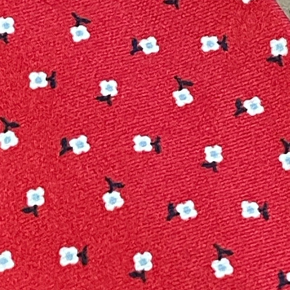 The‎ Tie Bar Bow Tie Silk Self Tie 2.5 Bright Red White Floral Print Adjustable